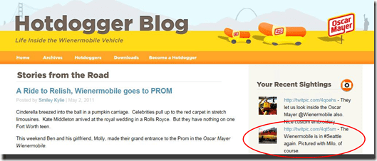 Milo on the Wienermobile site